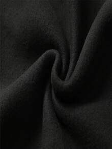 SHEIN LUNE 女字母和心形印花連帽抓絨運動衫 - 黑色 - 查看 5