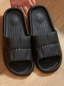 New Fashionable Soft Black Flower Petal Design Eva Material Bathroom Slipper With Slip-resistant And Odor-resistant Properties, Suitable For Indoor Wear By Men - Black - View 7