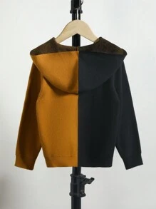 SHEIN 男小童雙色熊圖案連帽套頭毛衣 - 彩色 - 查看 2