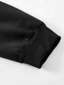 Men Plus Skeleton Hand Print Thermal Lined Sweatshirt - Black - View 7