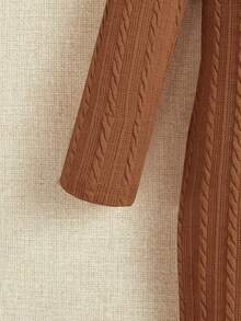 SHEIN Đứa bé gái Chất rắn Đầm có mũ - màu nâu - Xem 4