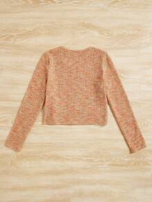 SHEIN Tween女孩太空染色t卹 - 珊瑚橙 - 查看 2