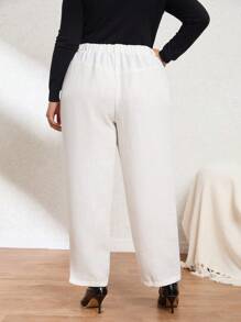 SHEIN Privé Plus Size Solid Color High Waisted Pants