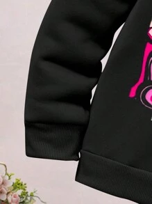 Tween Girl Heart Print Hoodie And Pants Set, 2pcs