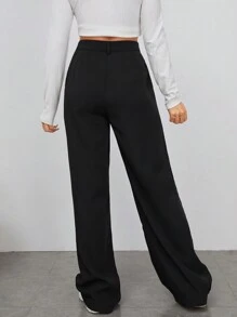 EURMUSE High Waist Wide Leg Trousers - Black - View 2