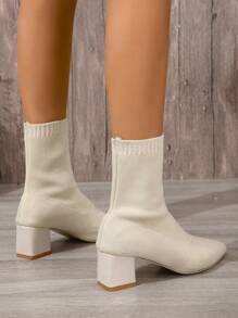 Women's White Fashionable Short Boots - Beige - View 2