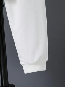 Teen Girl Letter Graphic Sweatshirt & Sweatpants - White - View 4