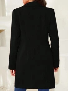 EURMUSE Lapel Neck Open Front Blazer - Black - View 2