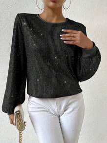 Chiquease 燈籠袖亮片襯衫