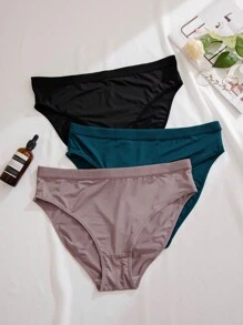 Plus Size Solid Color Underwear (Pack Of 3) - Multicolor - View 4