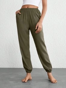 Partes Inferiores De Uso Doméstico De Color Sólido - Verde militar - Ver 1