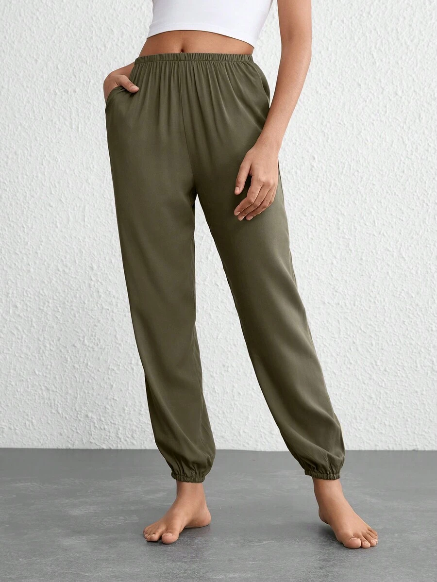 Partes Inferiores De Uso Doméstico De Color Sólido - Verde militar - Ver 1