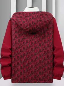 Manfinity Homme 1pc Loose Fit Men's Letter Graphic Drawstring Hooded Jacket - Red - View 2