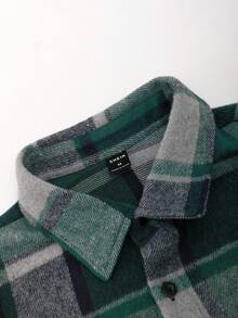 Manfinity Hypemode Nam Kẻ sọc Tay áo dài Len Áo khoác - màu xanh lá - Xem 4