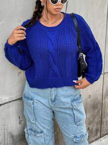 SHEIN Coolane 大碼毛衣套頭 - 藍色 - 查看 7