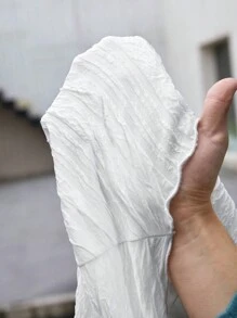 SHEIN Essnce Plus Size Lettuce Trim Texture Fabric T-shirt - White - View 6