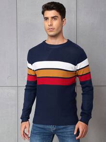 Men's Striped Sweater - Blue - View 8