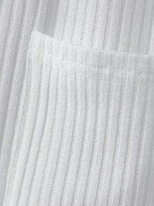Chaqueta de manga larga de color liso con abertura frontal y doble bolsillo para niña preadolescente - Blanco - Ver 3