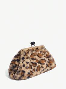 SHEIN SXY 豹紋絨面鎖骨式女士手拿包 - 彩色 - 查看 3