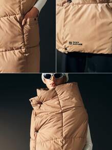 In My Nature Solid Snap Button Outdoor Vest - Khaki - View 6