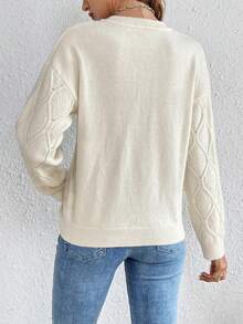 SHEIN Frenchy 女款純色落肩毛衣 - 白色 - 查看 2