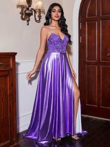 Double Crazy Women'S Gorgeous Purple High Slit Dress - Purple - View 4