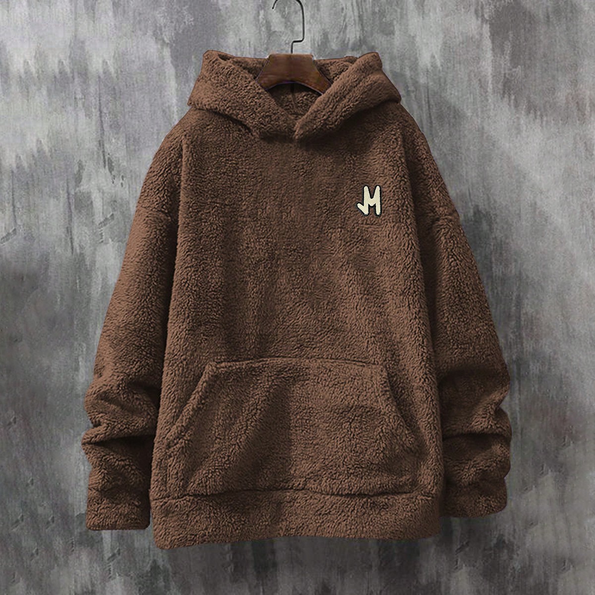 Sudadera con capucha de felpa para hombre de talla grande con estampado de letras, sudadera con capucha marrón para hombre, sudadera con capucha de b - Manfinity - Modalova