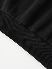 Men Plus Skeleton Hand Print Thermal Lined Sweatshirt - Black - View 8