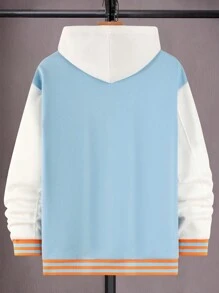 Claim Dot Men's Loose Fit Letter Graphic Color Block Baseball Jacket - Baby Blue - View 2