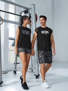 Manfinity Sport Corelite 男友风 男士 字母图案 撞色网眼 运动 T 恤 健身上衣 健身衬衫 健身上衣 健身上衣 健身上衣 - 黑色 - 查看 1