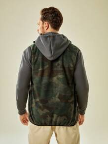 In My Nature Men Camo Print Zipper Outdoor Vest Coat