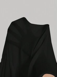 SHEIN MOD tay áo lá sen Viền Ruffle Áo sơ mi - màu đen - Xem 5