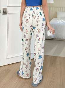 DAZY 熊&字母圖案寬腿睡褲