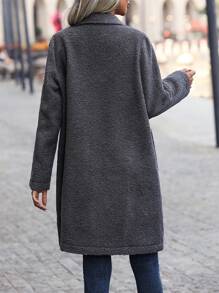 SHEIN LUNE Cổ áo tây Mở Mặt trước áo - Xám - Xem 2