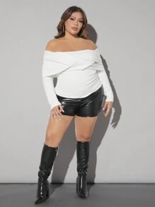 SHEIN SXY Grote maten Open schouders Gedraaid Gebreide sweater