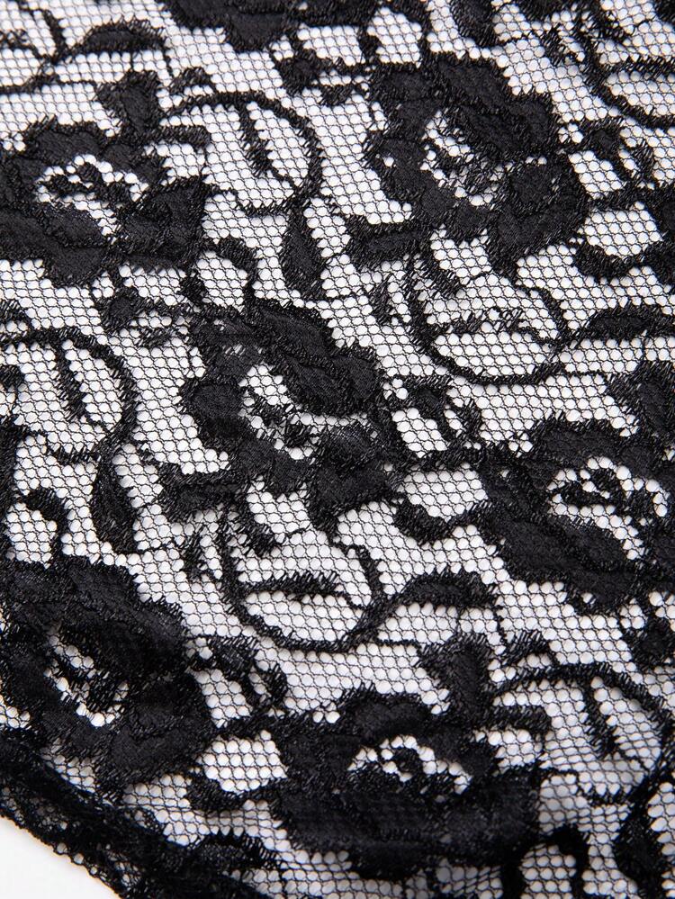 Contrast Lace Ruched Halter Top