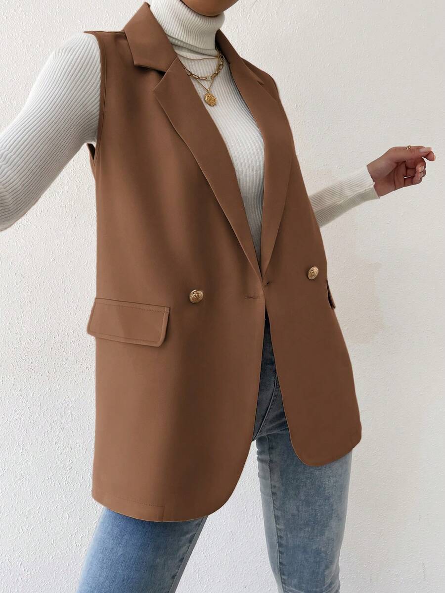 BizChic 無袖亮色西裝 - 咖啡棕 - 查看 1