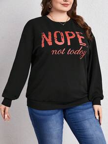 SHEIN LUNE Plus Letter Graphic Drop Shoulder Sweatshirt