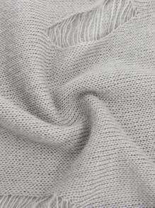 SHEIN ICON Solid Distressed Knit Skirt - Grey - View 4