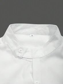 Manfinity Homme 男士純色長袖襯衫 - 米色 - 查看 5