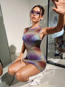 SHEIN Swim Women's Gradient Polka Dot & Star Print Round Neck Bikini Set Summer Beach - Multicolor - View 5