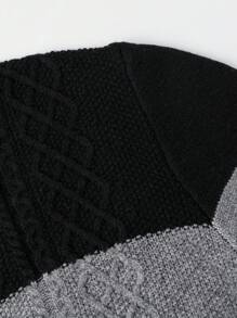 Manfinity Homme Men Two Tone Cable Knit Sweater - Multicolor - View 4