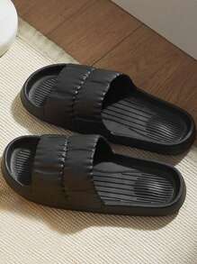 New Fashionable Soft Black Flower Petal Design Eva Material Bathroom Slipper With Slip-resistant And Odor-resistant Properties, Suitable For Indoor Wear By Men - Black - View 5