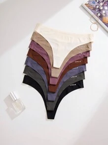 女士休闲高弹力多色纯色丁字裤 7 条装舒适日常内衣 - 彩色 - 查看 4