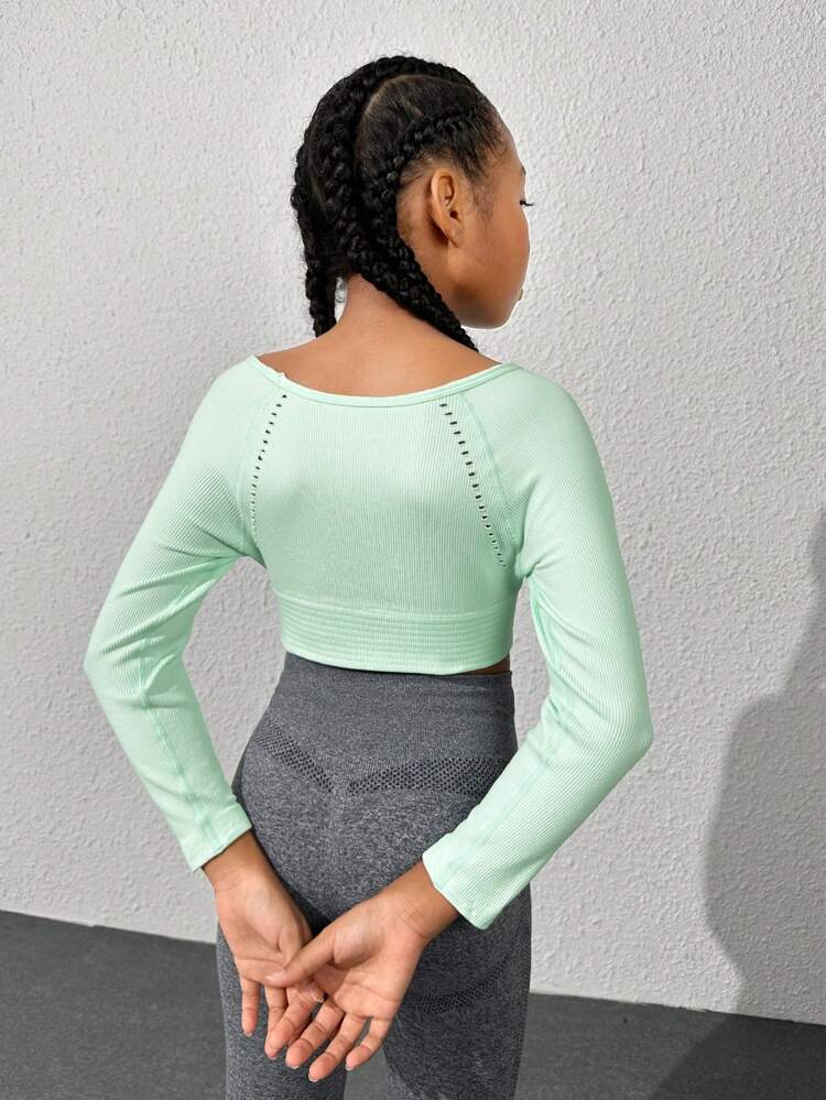 Teen Girl Cut Out Front Crop Sports Tee