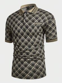 Manfinity Bizwear 男士宽松格子印花短袖 Polo 衫