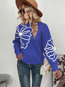 SHEIN LUNE 女士花卉圖案毛衣 - 彩色 - 查看 4