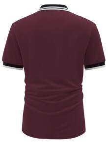 Manfinity Homme Men Contrast Trim Polo Shirt - Burgundy - View 2