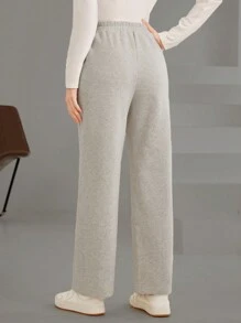 Mulvari 純色彈性腰口運動長褲 - 灰色 - 查看 2