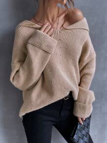 SHEIN LUNE Jersey de hombros caídos con capucha - Rosa - Ver 6